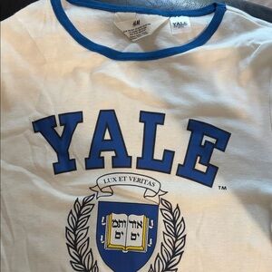 H&M White Tee with Blue Yale Graphic